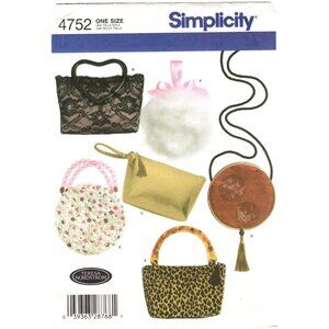 4752 Evening Handbags Mini Purse Accessories Simplicity Sewing Pattern UNCUT FF